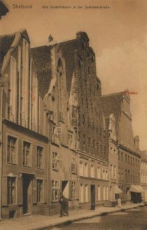Stralsund, Alte Giebelhäuser in der Semlowerstraße 8, 1910