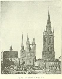 Fig. 63. Der Markt zu Halle a. S. (Nach einer Photographie von Sophus Williams in Berlin.)