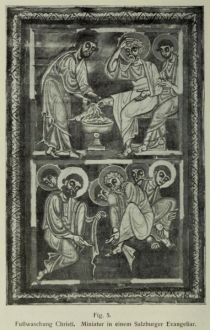 005. Fußwaschung Christi, Miniatur in einem Salzburger Evangeliar