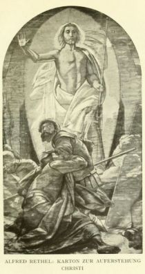 017 Karton zur Auferstehung Christi. Alfred Rethel (1816 Achen -1859 Düsseldorf)