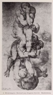 009. Michelangelo. Entwurf zum Jüngsten Gericht. Handzeichnung