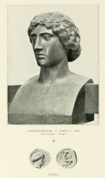 051. Amazonenherme. 5. Jahrh. v. Chr. Bronzekopie, Neapel, Terina