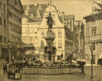 Augsburg — The Ludwigs-Platz and the Fountain of Augustus. Painted by Karl O Lynch von Town. 